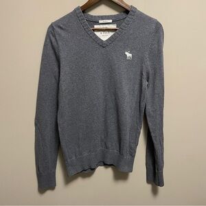 Abercrombie & Fitch Grey Muscle Fit V-neck Sweater Men’s Medium Cotton Cashmere